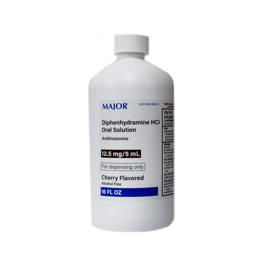 Major Diphenhydramine HCI 12.5mg/5 mL Oral Solution - Cherry Flavored - Alcohol Free - 16 Ounce