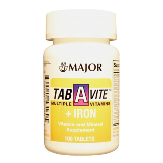 Major Tab-A-Vite Multiple Vitamins + Iron Supplement Tablets, 100 Count