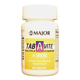 Major Tab-A-Vite Multiple Vitamins + Iron Supplement Tablets, 100 Count