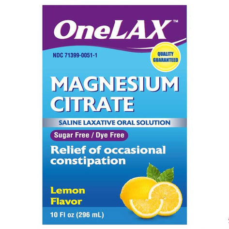 OneLax Magnesium Citrate Saline Laxative Oral Solution Lemon Flavor Sugar Free 10 oz