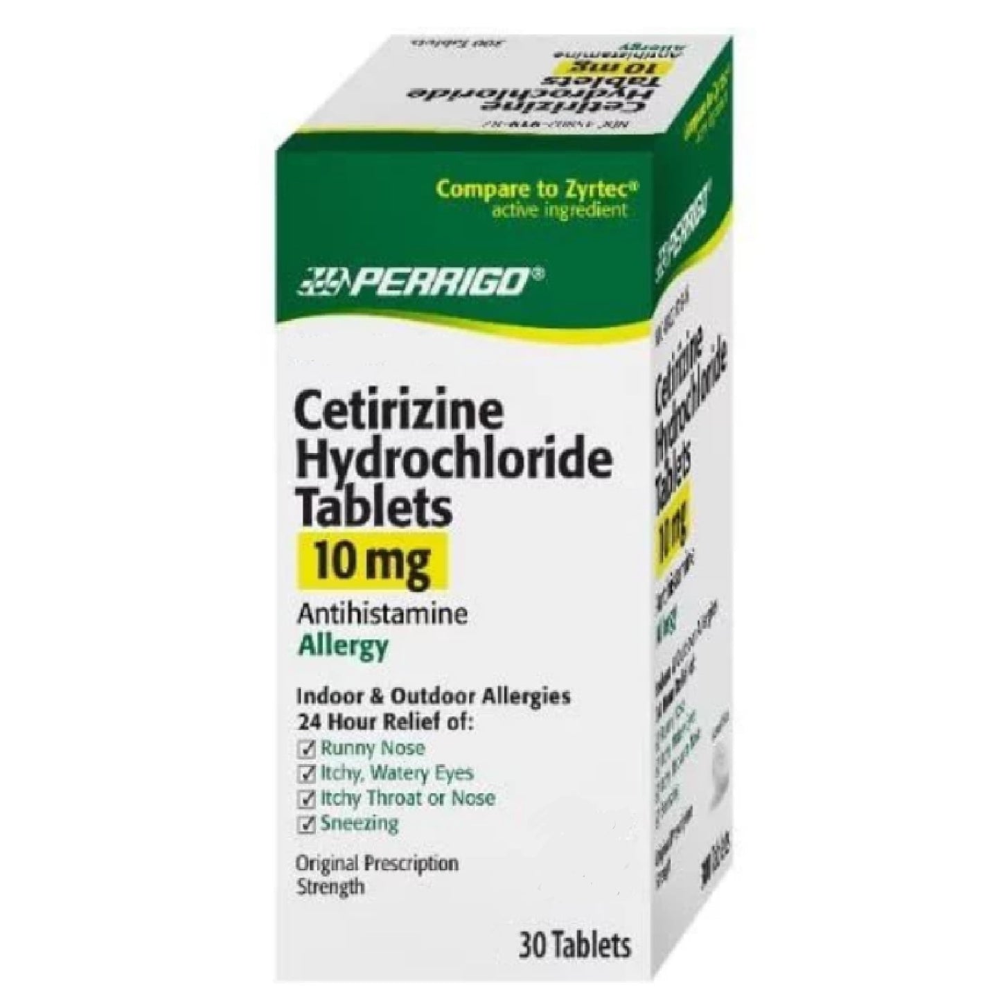 Perrigo Cetirizine Hydrochloride 10mg Antihistamine Allergy Laxative, 30 Tablets