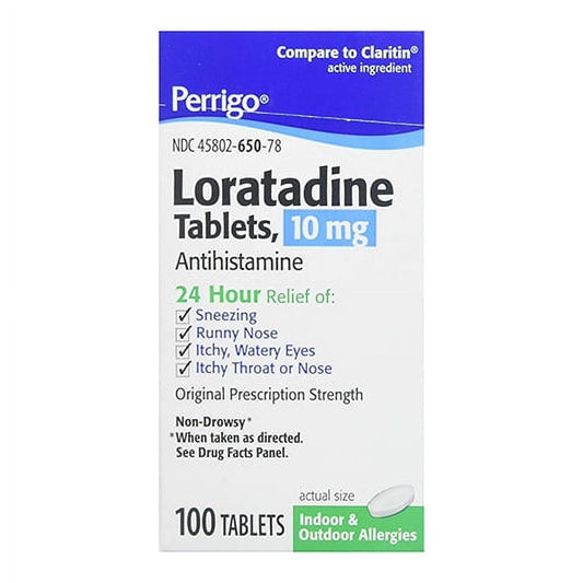 Loratadine 10 mg 24 Hour Antihistamine Allergy Relief Tablets, 100 Ea