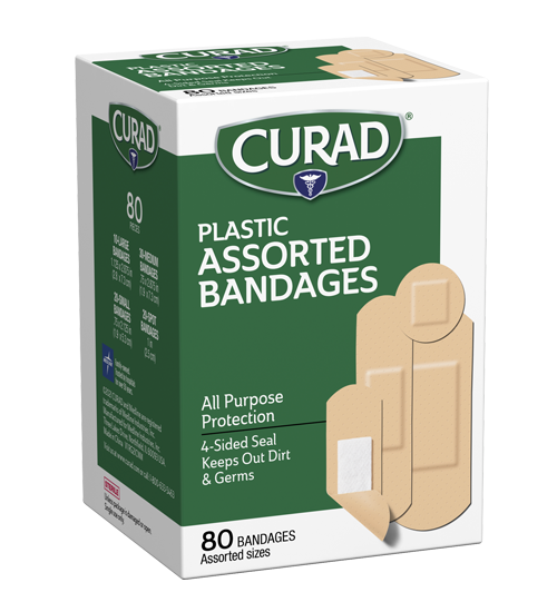 Plastic Bandages, Assorted Sizes, 80 count