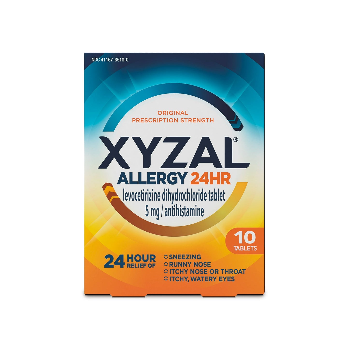 Xyzal 24 Hour Antihistamine Medicine Tablets for Adult Allergy Relief Allergy Relief, Levocetirizine & Cetirizine, 10 Pills