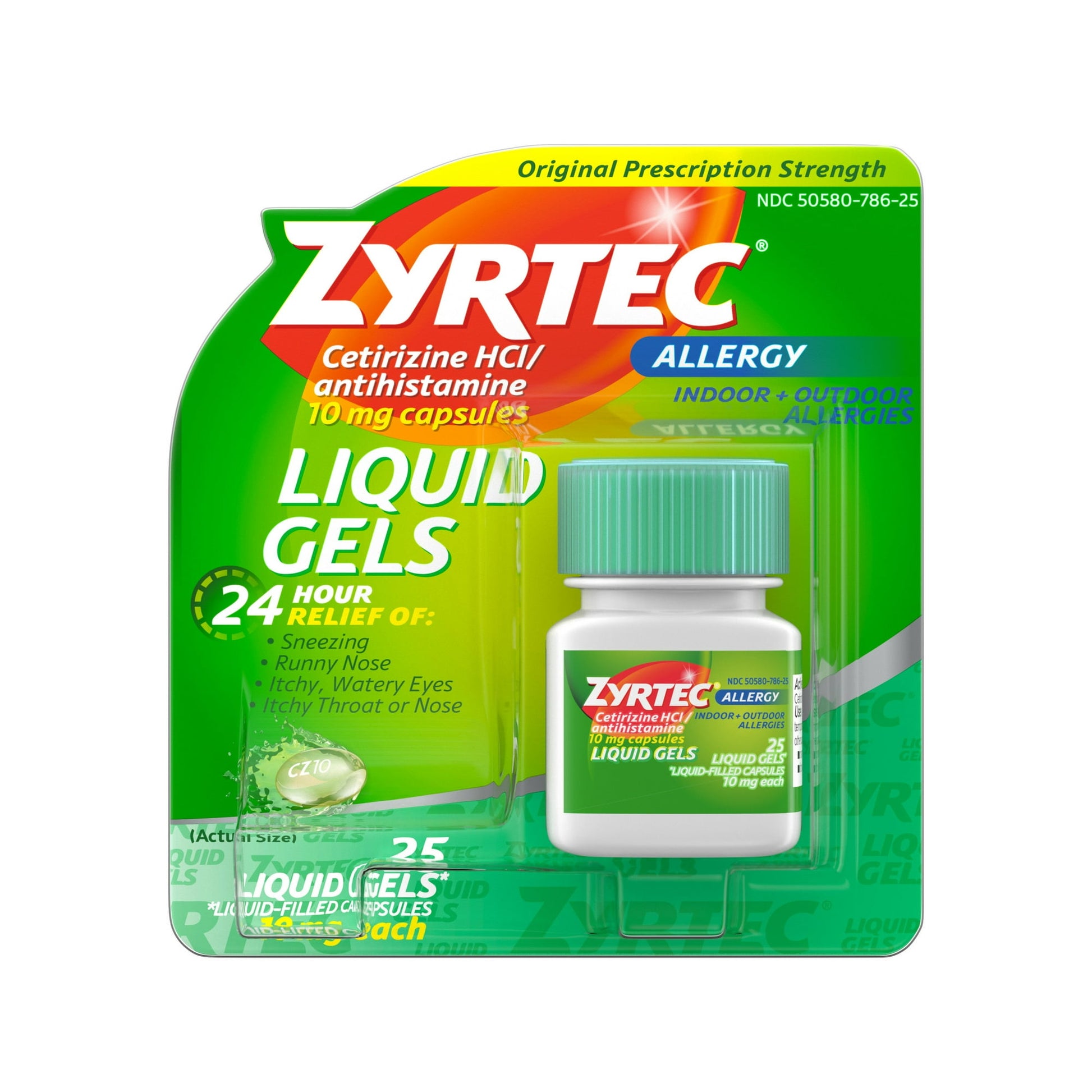 Zyrtec 24 Hour Allergy Relief Liquid Gels, 10 mg Cetirizine HCl, 25 Ct