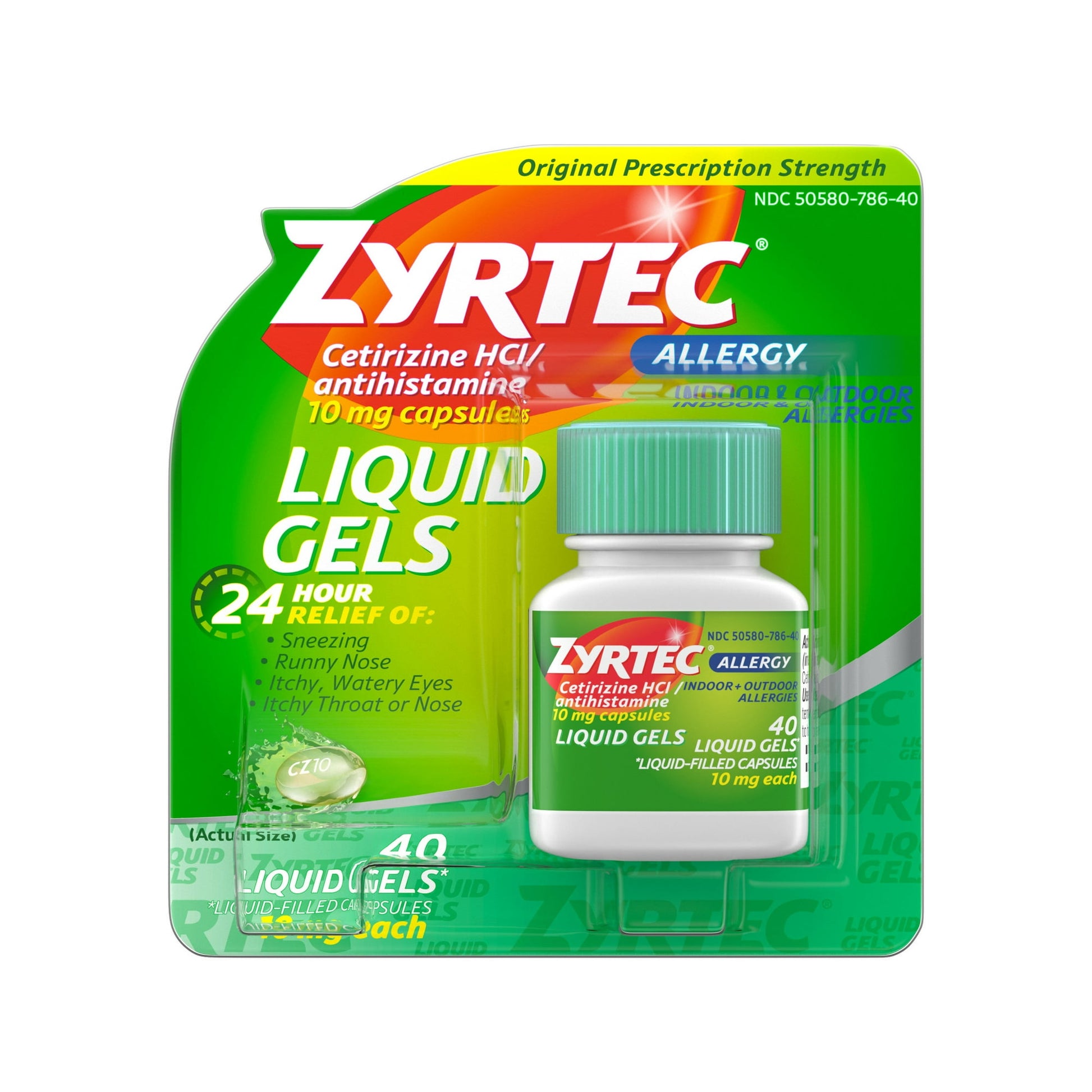 Zyrtec 24 Hour Allergy Relief Liquid Gels, 10 mg Cetirizine HCl, 40 Ct