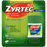 Zyrtec Cetirizine HCI Allergy 10 mg Antihistamine, Indoor & Outdoor Allergies 24 Hours 90 Tablets