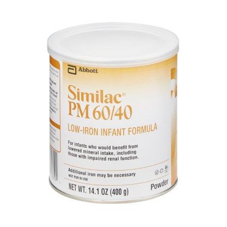 Similac PM 60/40 Low Iron Infant Formula, Unflavored, 14.1 Ounce Can, Powder, 1 Count, #00850