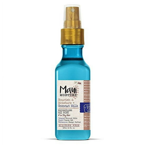 Maui Moisture Nourish & Moisture + Coconut Milk Weightless Oil Mist, Leave-In Spray Treatment to Help Defrizz, Hydrate & Replenish Curly Hair, Vegan,