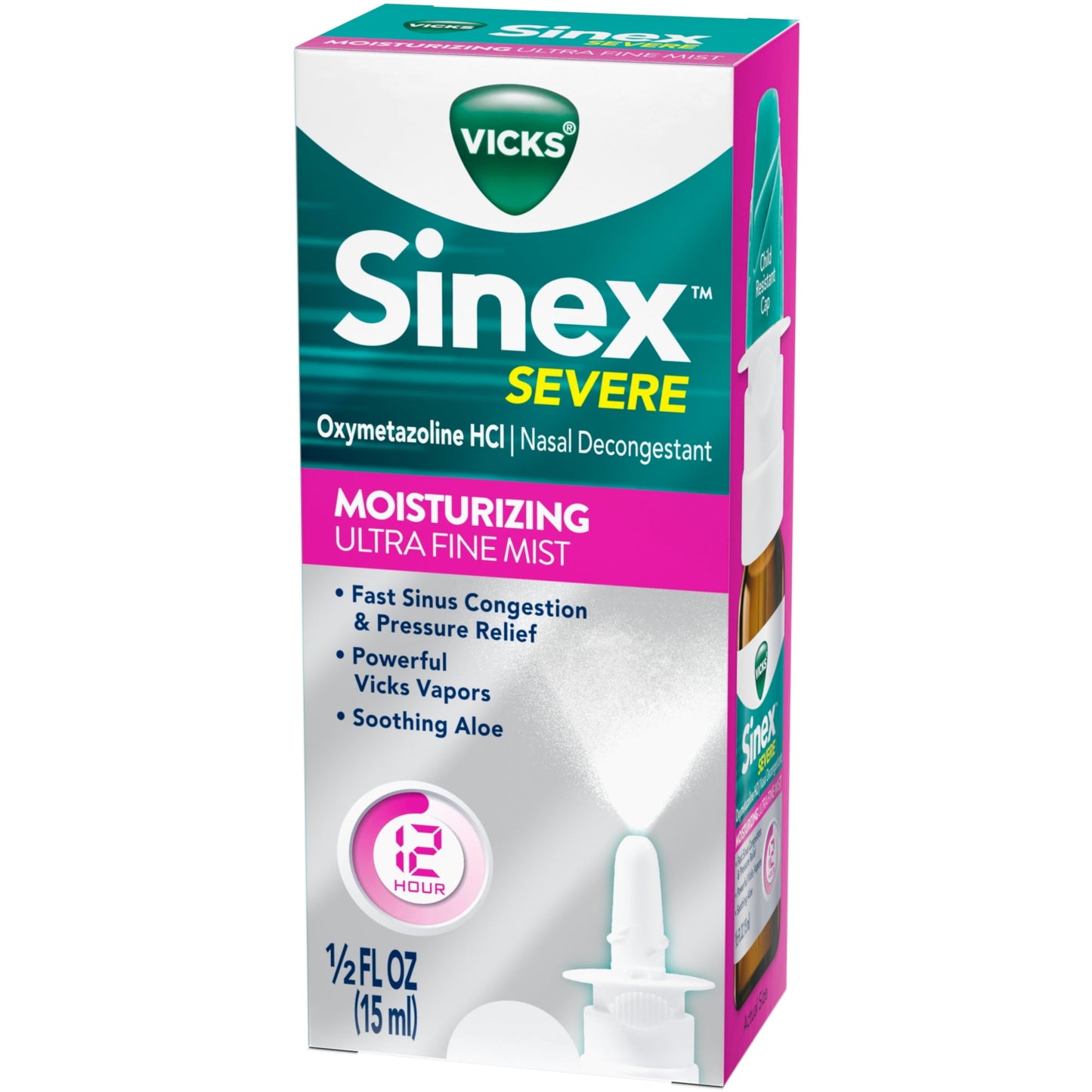 Vicks Sinex Severe Moisturizing Aloe Ultra Fine Mist, 0.5 Ounces Each