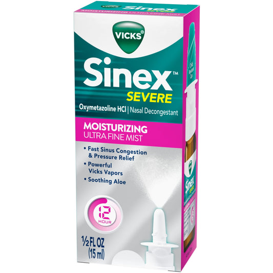 Vicks Sinex Severe Moisturizing Aloe Ultra Fine Mist, 0.5 Ounces Each