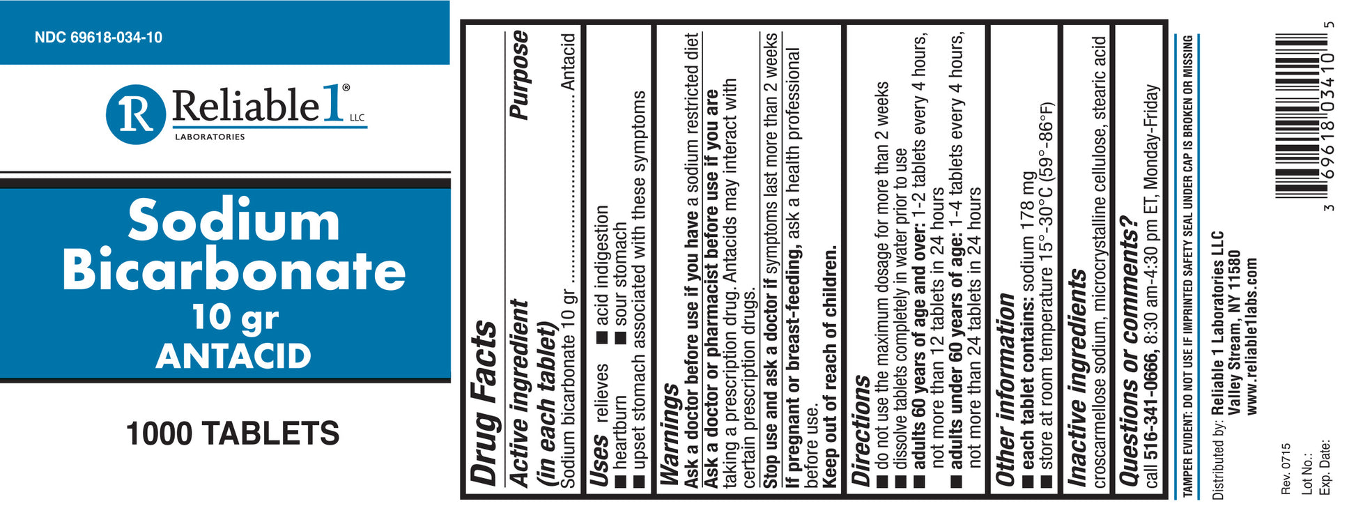 1 Sodium Bicarbonate 10 gr Tablets