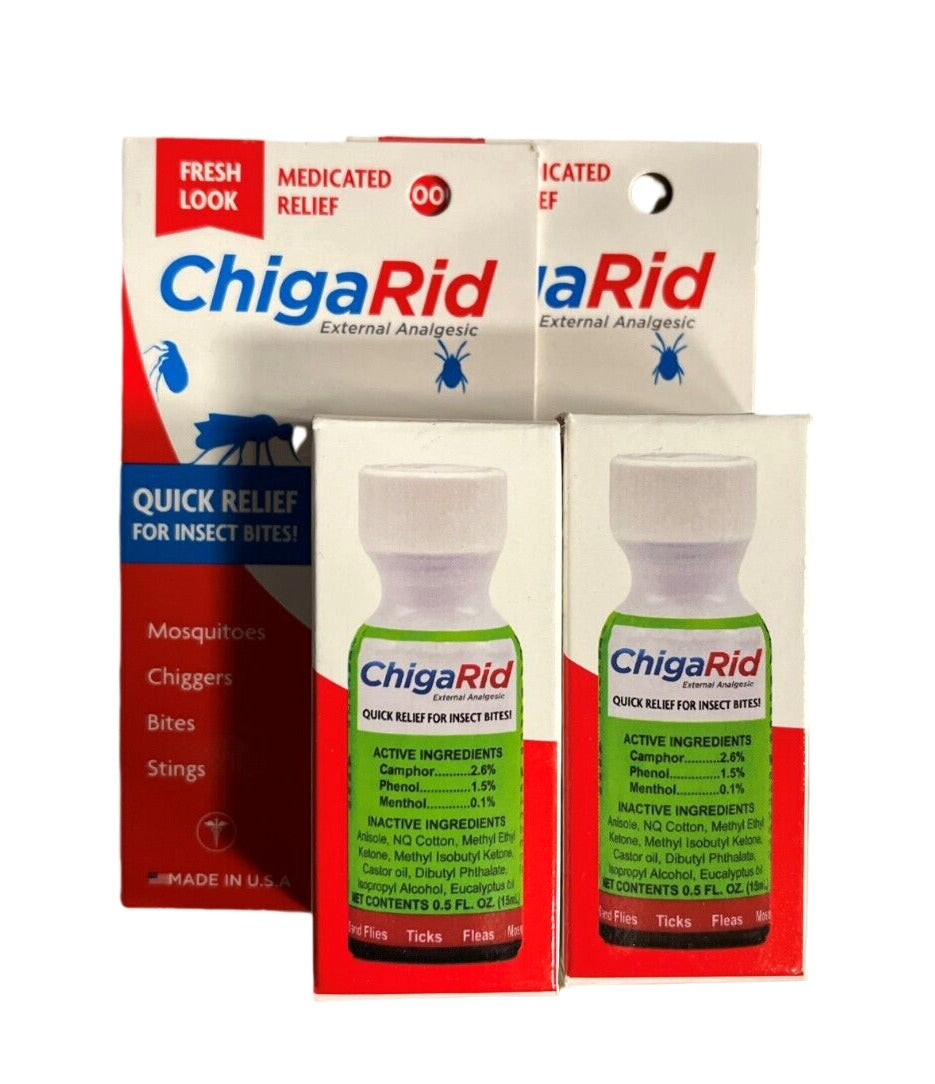 Chigarid Liquid 0.5oz insect bites chigger pain and itching (2 Pack)