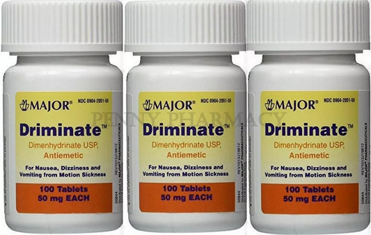 Driminate Motion Sickness Tabs 50mg 100ct (3 Pack)