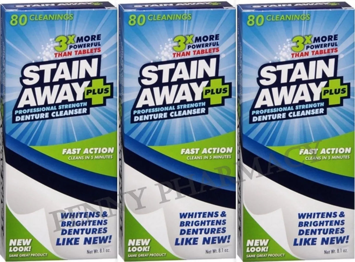 Stain Away Plus Denture Cleanser 8.1oz each (3 Pack)