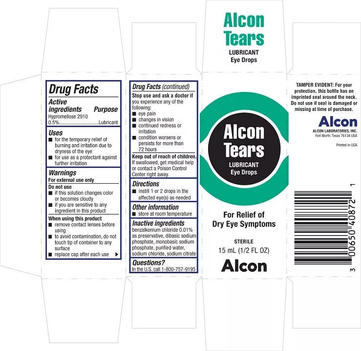 2PK Alcon Tears Lubricant Eye Drops for Dry Eye Symptoms 1/2 Fl Oz 300650408721