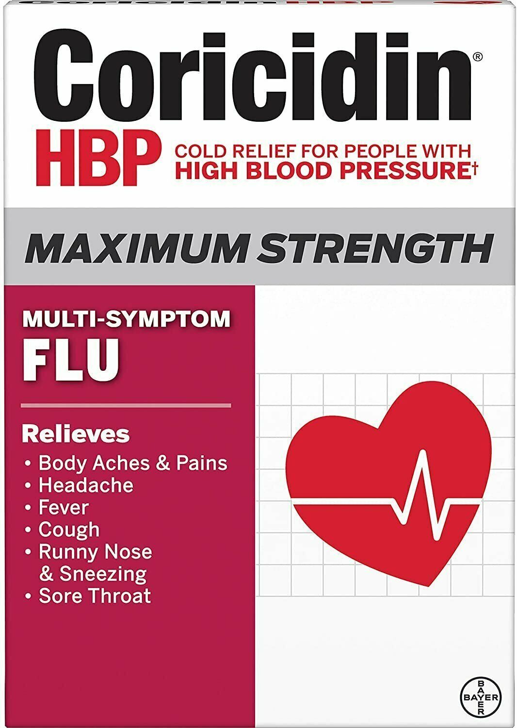 Coricidin Hbp Multi Symptom Flu Maximum Strength Decongestant Free Tablets 24ct
