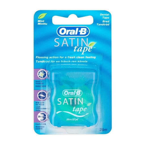 Oral-B Satin Tape Dental Floss Wide Satin Like Ribbon Mint Flavor 25 M/27 Yards