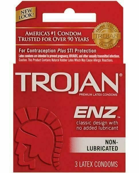 Trojan ENZ Premium Latex Condoms Non Lubricated Classic Design 3 ct    10