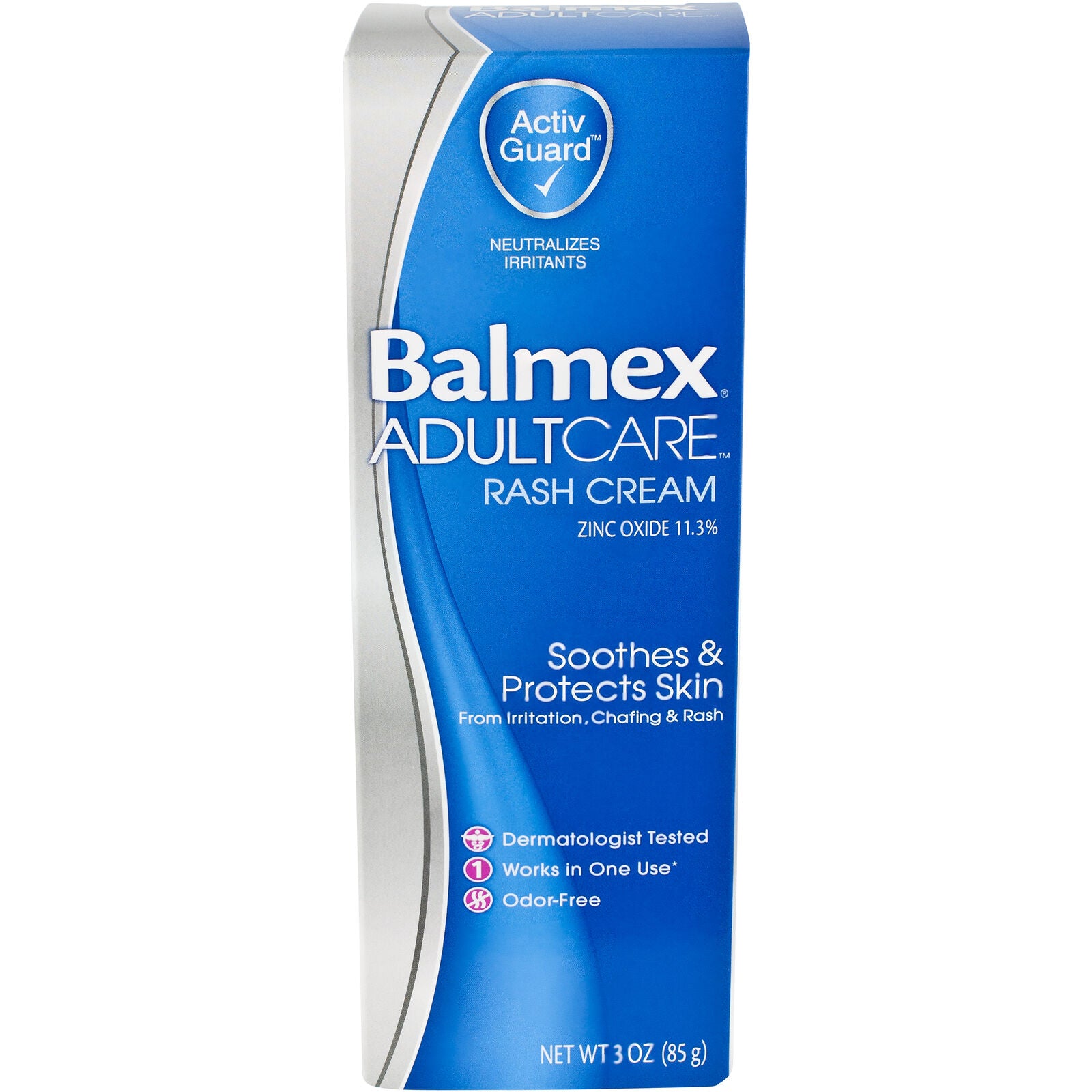 Balmex Adult Care Rash Cream Zinc Oxide 11.3% Soothe Protect Skin Odor Free 3oz