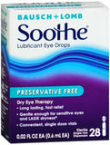 Bausch & Lomb Soothe Lubricant Eye Drops Dry Eye Fast Acting Relief Sterile 28ct