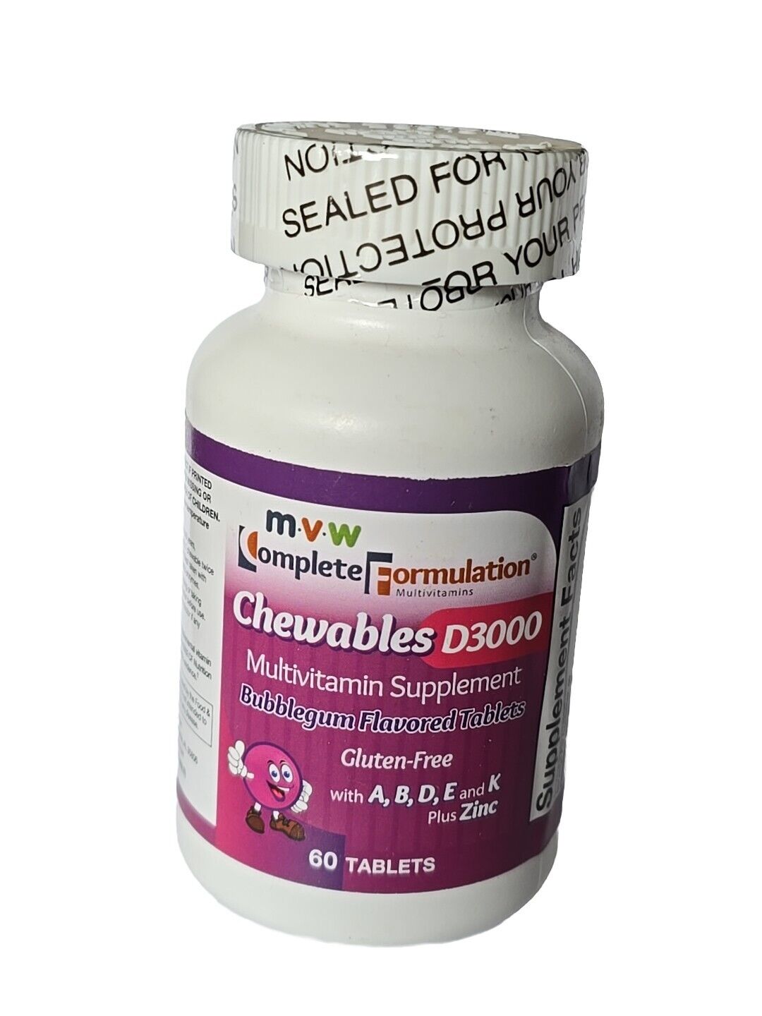 MVW Complete Formulation Chewable D3000 Multivitamin, Bubble Gum, 60 Tablets