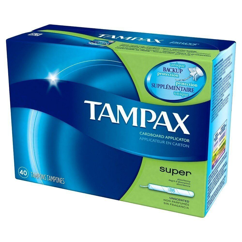 Tampax Super Absorbency Tampons Cardboard Applicator Leakguard Unscented 40ct