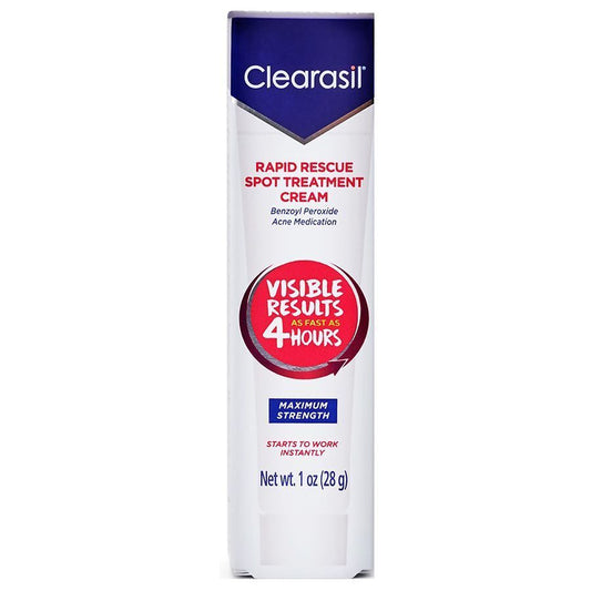 Clearasil Acne Spot Treatment Cream Rapid Rescue Maximum Strength Medication 1oz