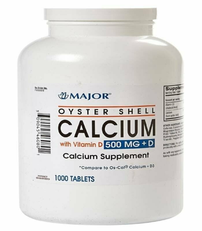Major Oyster Shell Calcium Vitamin D Supplement Bone & Immune Support 1000 ct