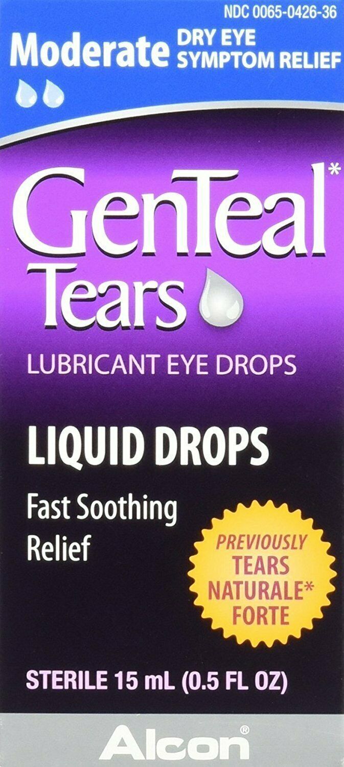 GenTeal Tears Moderate Dry Eye Relief Liquid Lubricant Eye Drops Sterile 0.5 Oz