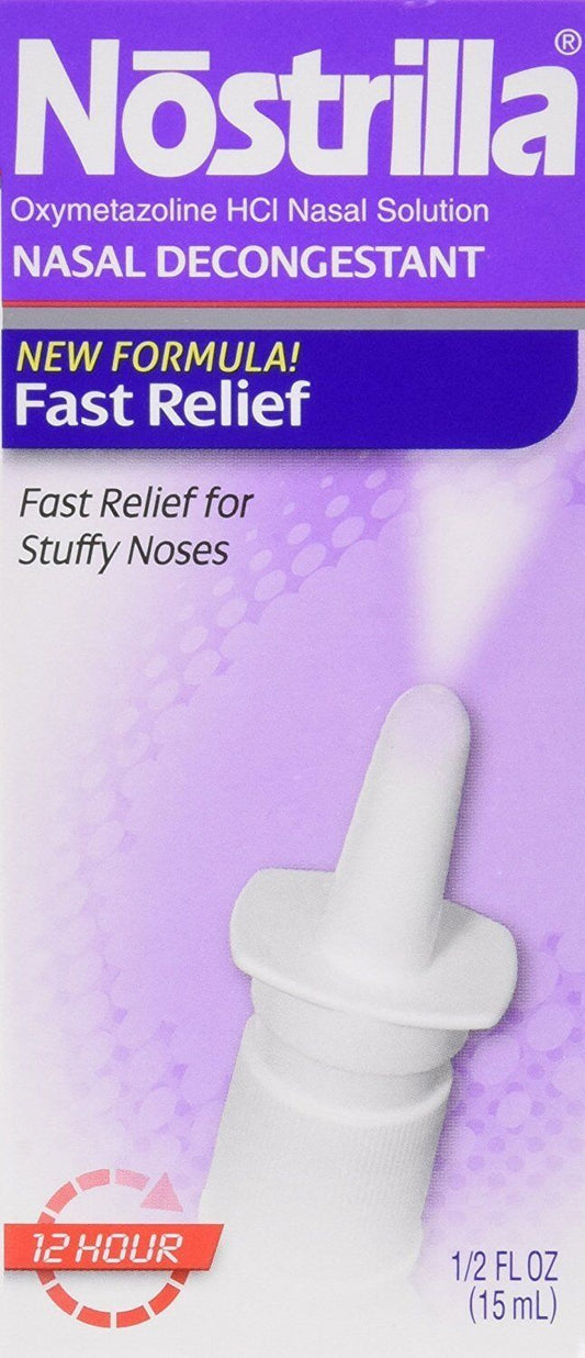 Nostrilla Nasal Decongestant Spray Fast Relief For Stuffy Nose 0.5 Oz
