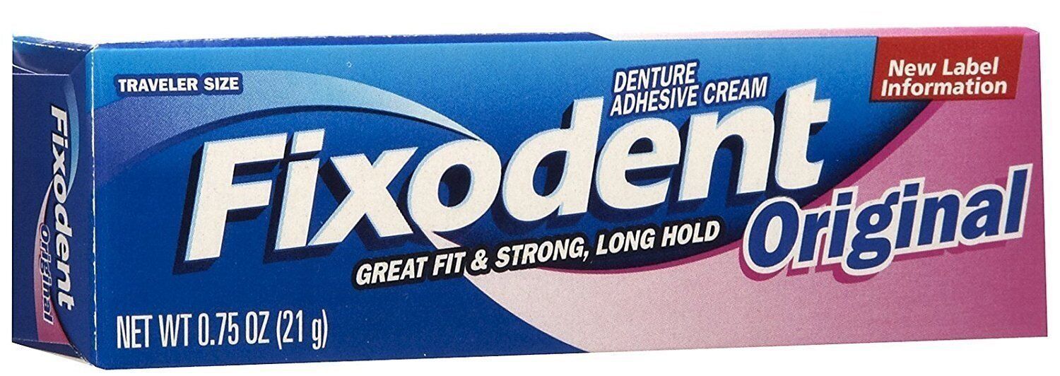 Fixodent Denture Adhesive Cream Sore Gum Relief Strong Long Hold Original .75oz