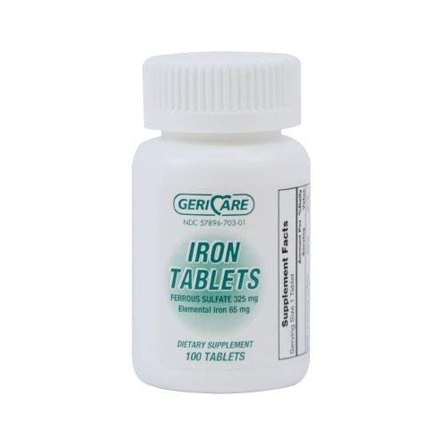 Gericare Ferrous Sulfate 325mg Iron Supplement Tablet Blood Health Support 100ct 2   