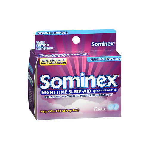 Sominex Nighttime Sleep-Aid with Diphenhydramine HCl Original Formula 72 Tablets