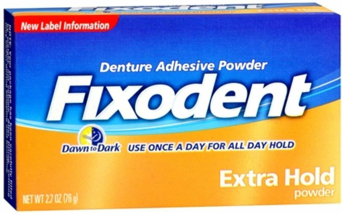 Fixodent Denture Adhesive Powder Extra Hold Airtight Seal Easy Use 2.7oz 6   