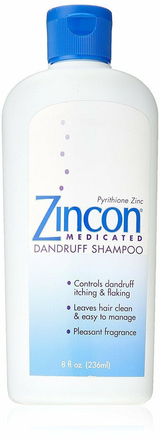 Zincon Pyrithione Zinc Medicated Dandruff Shampoo Pleasant Fragrance 8 Ounces