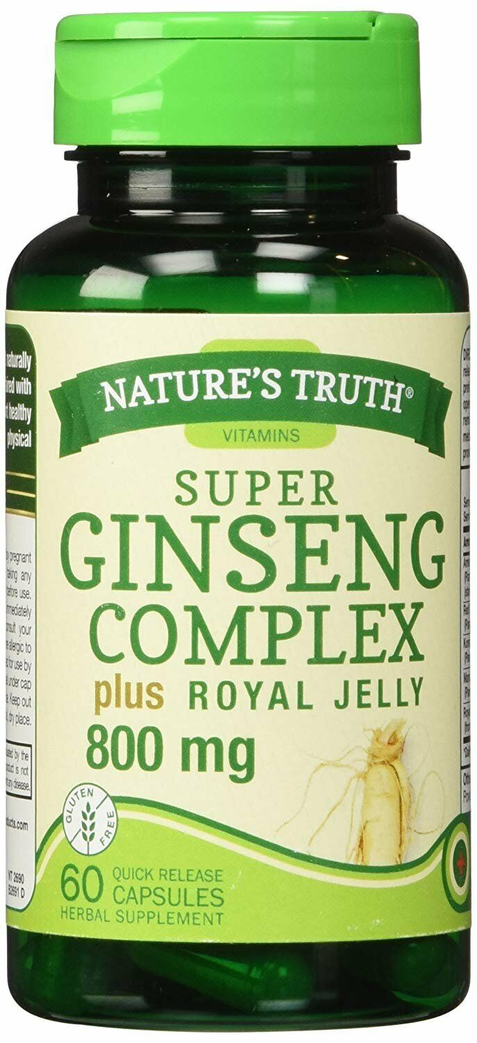 Nature's Truth Super Ginseng Complex Plus Royal Jelly Capsules 800 mg 60 Count