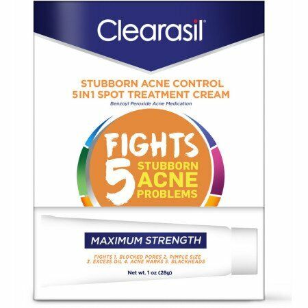 Clearasil Stubborn Acne Control 5 in 1 Spot Treatment Cream Acne Medication 1 Oz