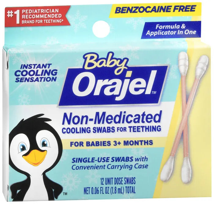 BABY ORAJEL NON-MED COOLING SWABS 12CT