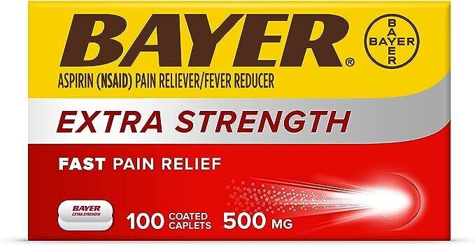 Bayer Extra Strength Aspirin Pain & Fever Relief Coated Caplets 100 Count