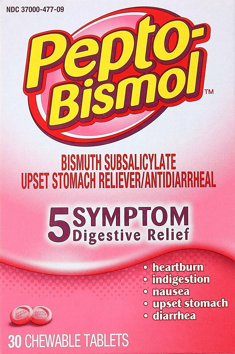 Pepto Bismol Bismuth Subsalicylate Upset Stomach Reliever Tablets Original 30ct