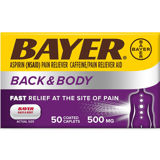 Bayer Back & Body Pain Reliever Extra Strength Fast Relief Coated Tablets 50 Ct