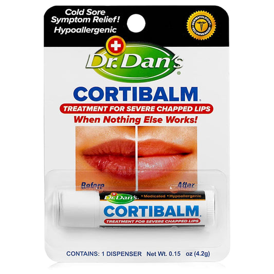 Dr. Dan's Cortibalm 1% Hydrocortisone Lip Balm Dry Chapped Lips Patented 0.14 oz