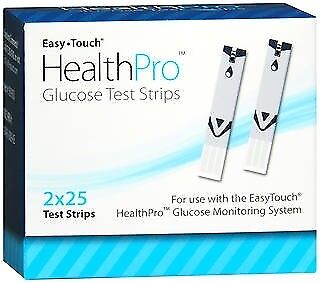 Easy Touch Health Pro Blood Glucose Test Strips For Self Testing at Home 50 Ct