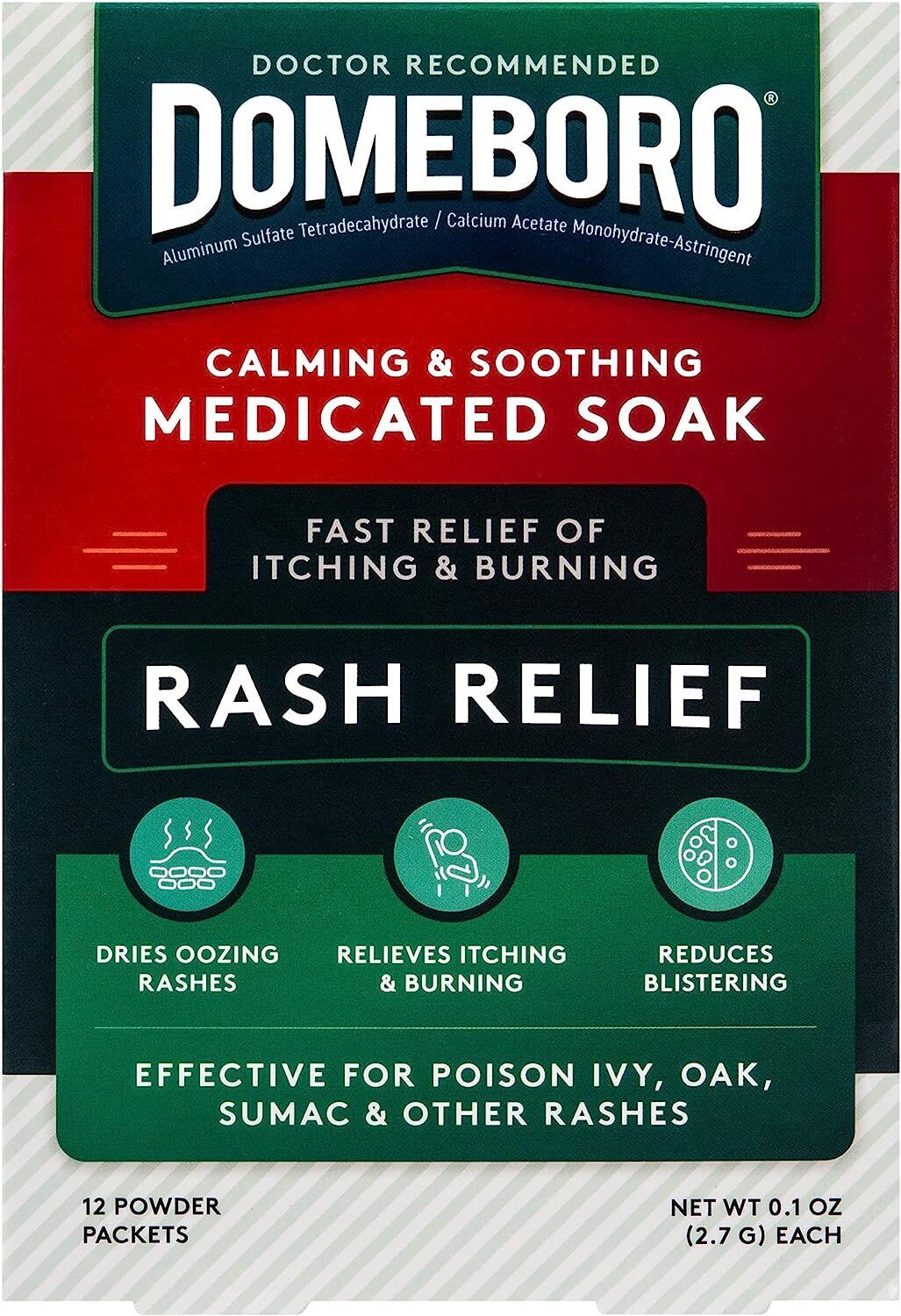 Domeboro Calming & Soothing Medicated Soak Rash Relief Powder   ets 12 Count