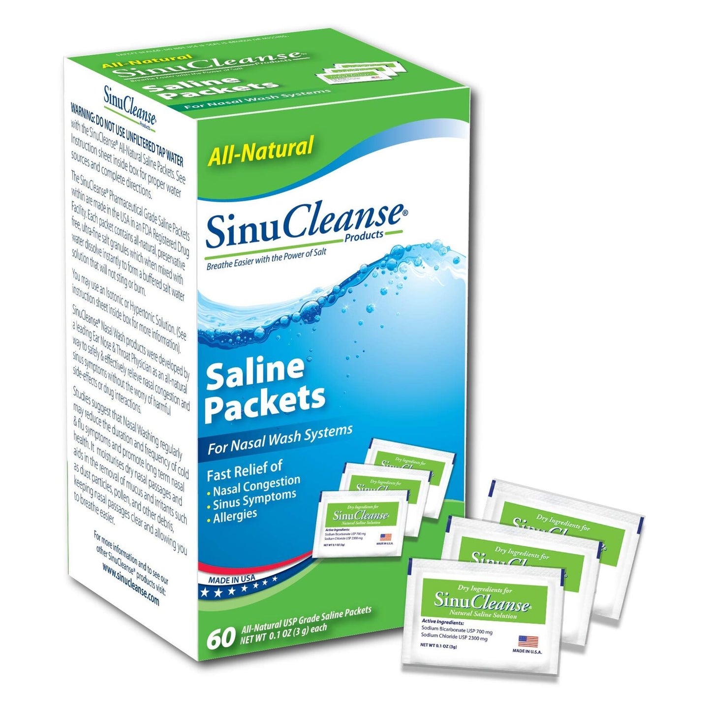 SinuCleanse Saline Refills   ets Nasal Congestion and Sinus Relief 60 Count