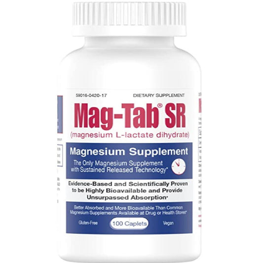 Mag Tab SR Magnesium L Lactate Dihydrate 84mg Caplets Dietary Supplement 100ct