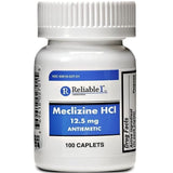 Reliable-1 Meclizine HCL Antiemetic Caplets For Motion Sickness 12.5 mg 100 Ct