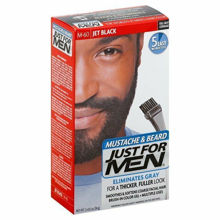 Just For Men Mustache and Beard Hair Color Gel Natural Jet Black M-60 1 Count