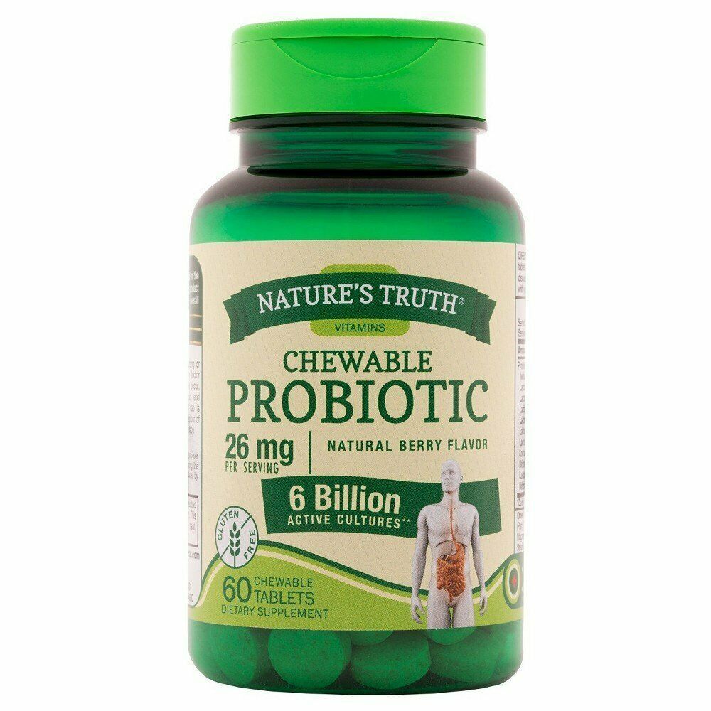 Nature's Truth Probiotic-10 Chewable Tablets Natural Berry Flavor 26 mg 60 Ct